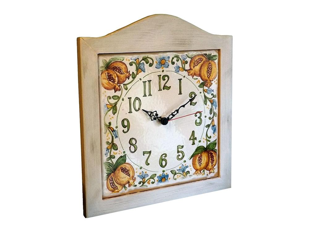 Pomegranate Clock - Ceramic and Wooden clock from Sicily